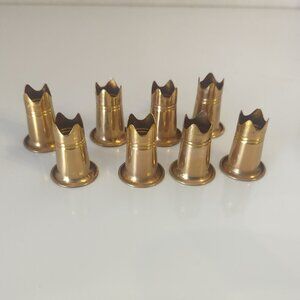 Vintage Set of 8 Brass Tall Ring Inserts For Pillar Candle Holders